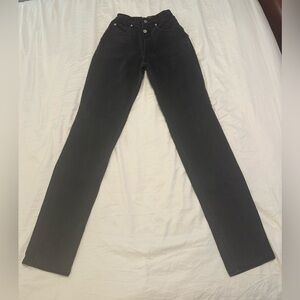 Vintage Women’s Lawman Slim-fit Black Straight-Leg Jeans Sz 1